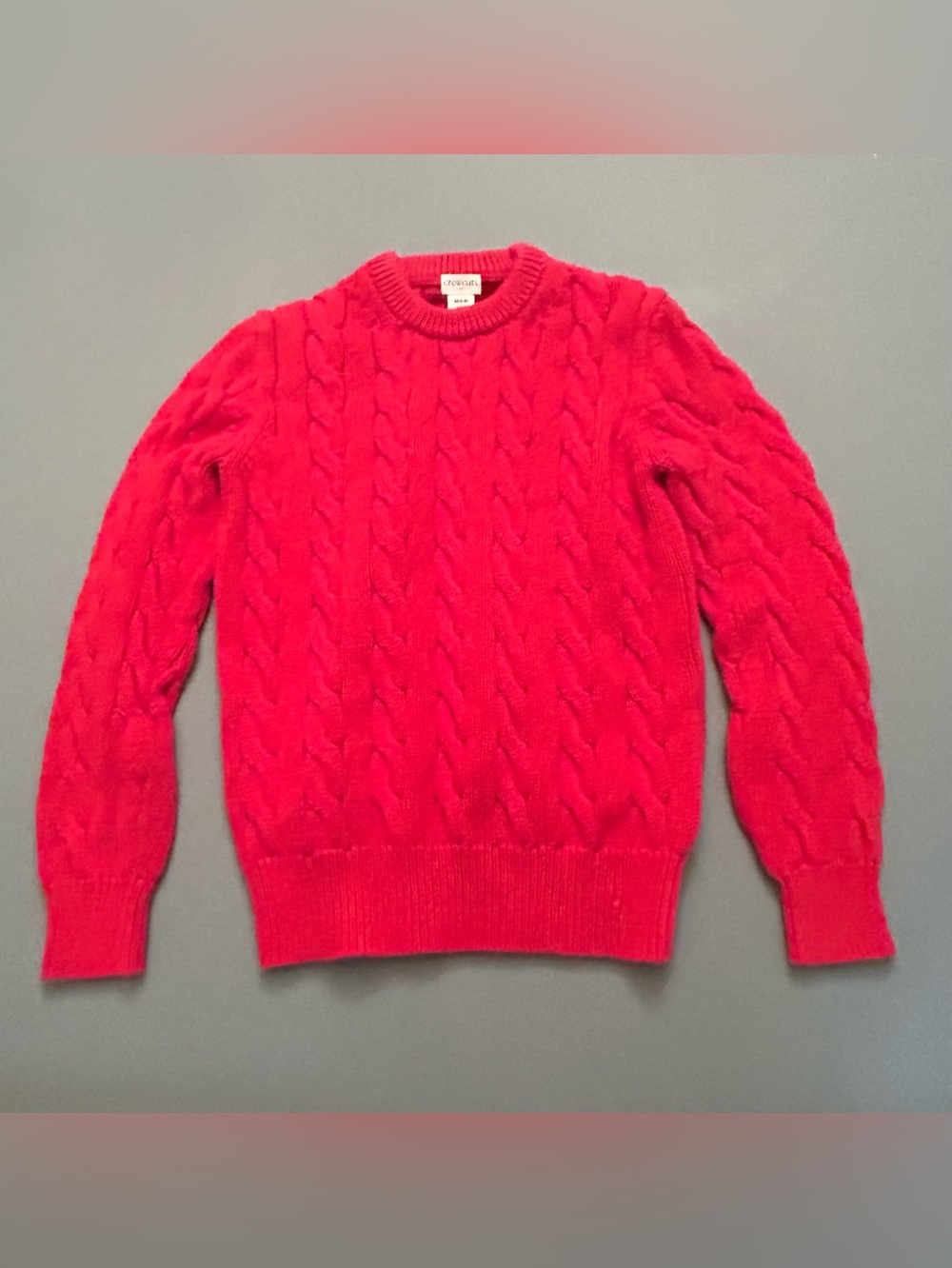 Crewcuts J. Crew Kids Red Cable-Knit Crewneck Sweater